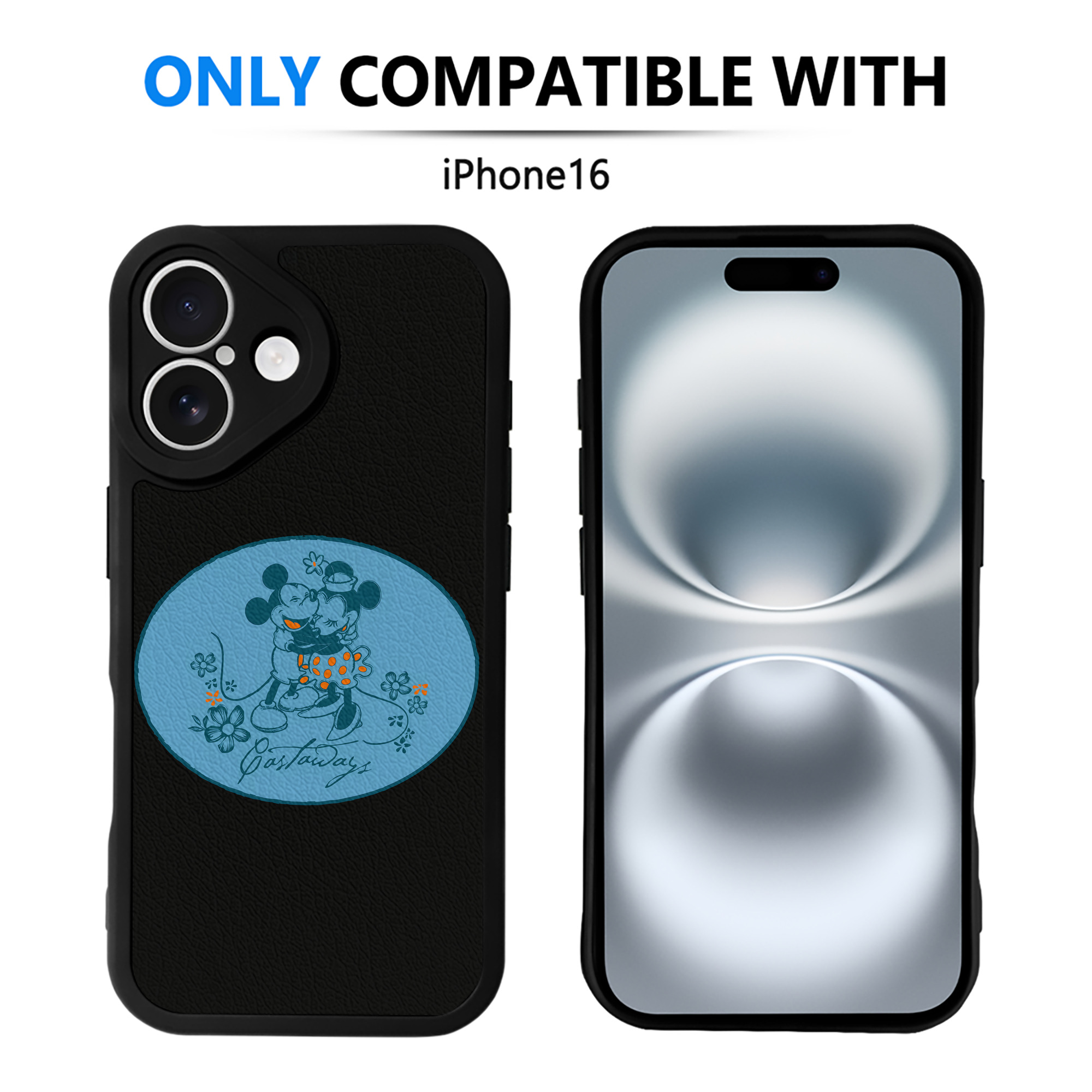 （画像用） ミッキーマウス Mickey Mouse 【iPhone 16シリーズ対応】シリコンスマホケース（レザー調） 材質：シリコン